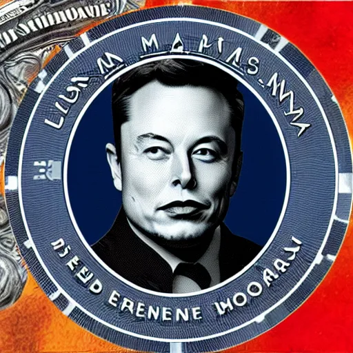 Image similar to Elon musk on the Mars Dollar bill