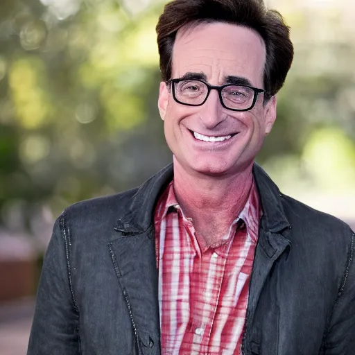 Prompt: 8 k, professional photography of bob saget smiling towards the camera