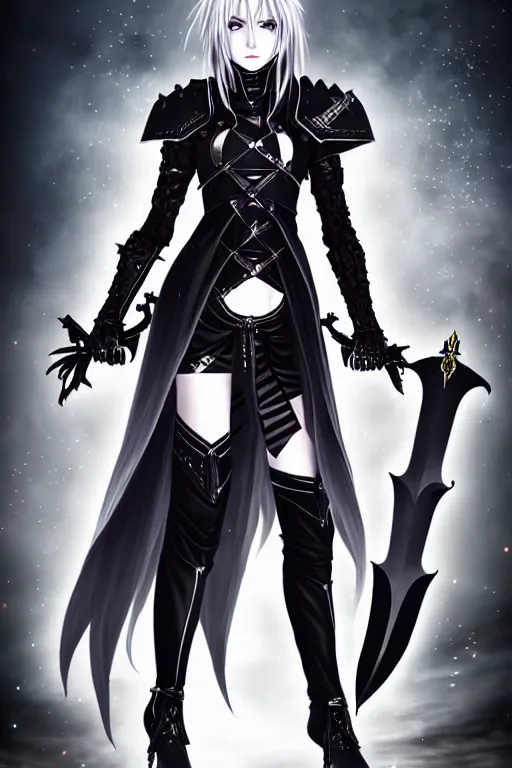 Prompt: full portrait, female vampire knight in black heavy armor, well - protected, metal mask, tall gladiator sandals, barefoot, giant two - handed sword covered in blood, enchanting, mysterious, elegant, levitating, good lighting, realistic proportions, reasonable fantasy, ghostblade, wlop