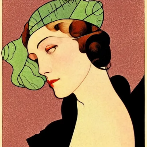 Image similar to Art in the style of Coles Phillips, Gaia, Full figured Mother Earth, portrait, Mucha, Kandinsky, risoprint