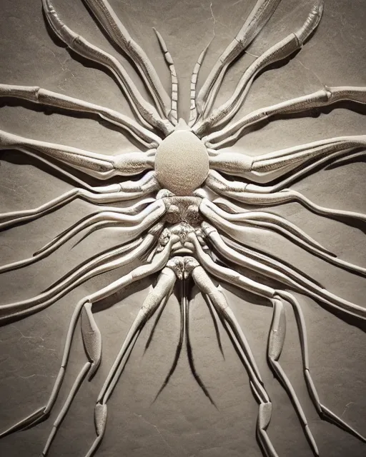 Prompt: symmetry, white white marble, white white marble bas relief sculpture, white white and gold kintsugi, crack patterns, feminine shapes, crabs, spiders, scorpions, tarantulas, stunning, highly detailed, intricately detailed, octane, 8 k, trending on artstation