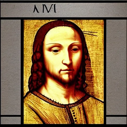 Image similar to ai pretending to be him, da vinci painting,