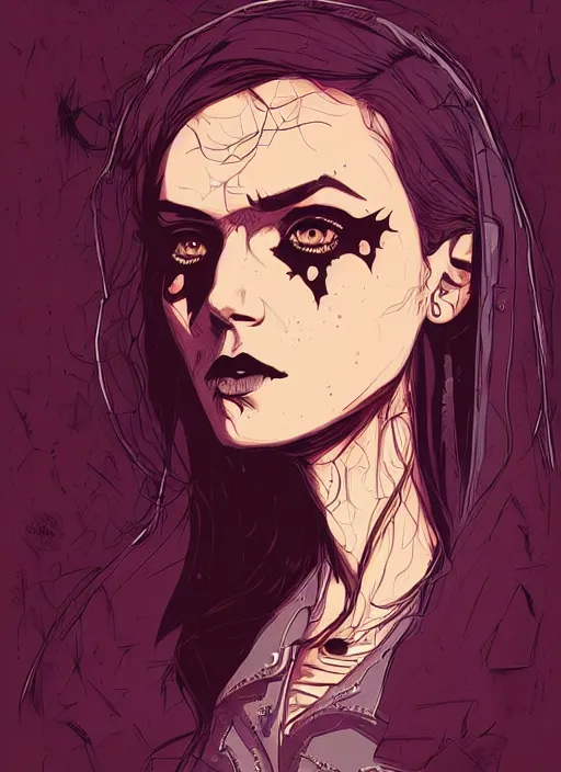 Image similar to portrait of goth girl, artstation, art by petros afshar, tom whalen, laurie greasley and greg rutkowski