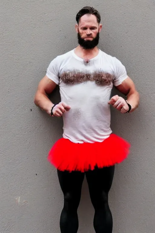 Prompt: A strong man wearing a tutu.