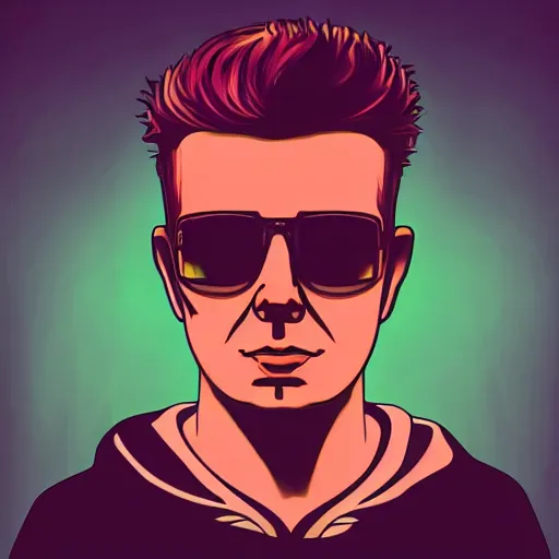 Prompt: vector rick astley in hoodie, portrait, vaporwave, synthwave, neon, vector graphics, cinematic, volumetric lighting, f 8 aperture, cinematic eastman 5 3 8 4 film