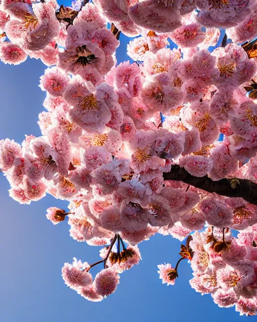 Image similar to stylized highly ornate baroque cherry blossoms soft daylight 8k high angle shallow depth of field