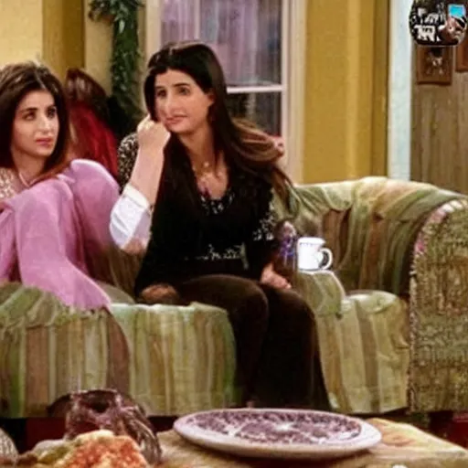 Prompt: single kurdish girl watching friends on tv