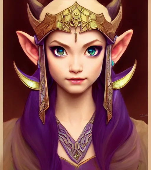 Image similar to portrait of disney zelda twilight princess!!!!!, intricate, elegant, highly detailed, digital painting, artstation, concept art, smooth, sharp focus, illustration, art by artgerm and greg rutkowski and alphonse mucha and uang guangjian and gil elvgren and sachin teng and wlop, symmetry!!