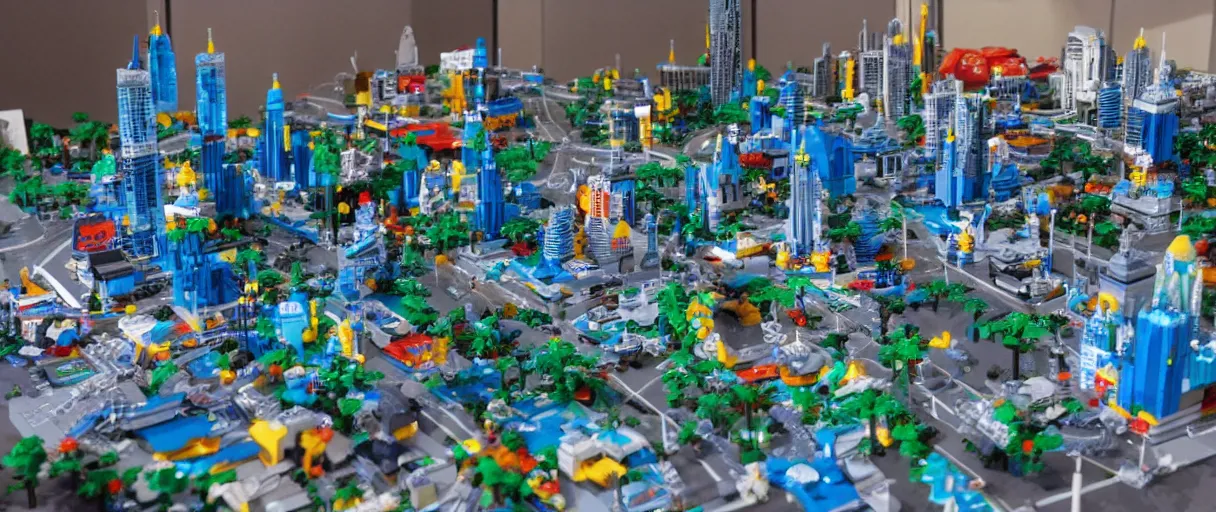 Image similar to a futuristic lego city