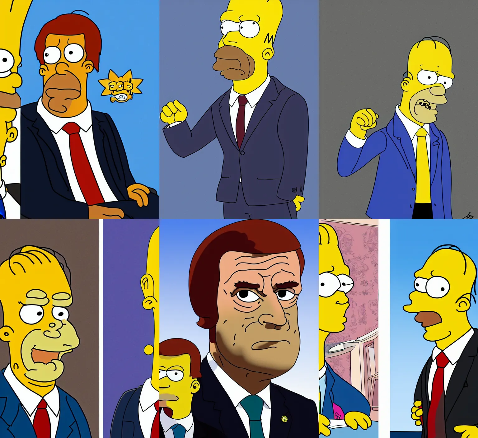 Prompt: a portrait of emanuel macron in the style of the simpsons
