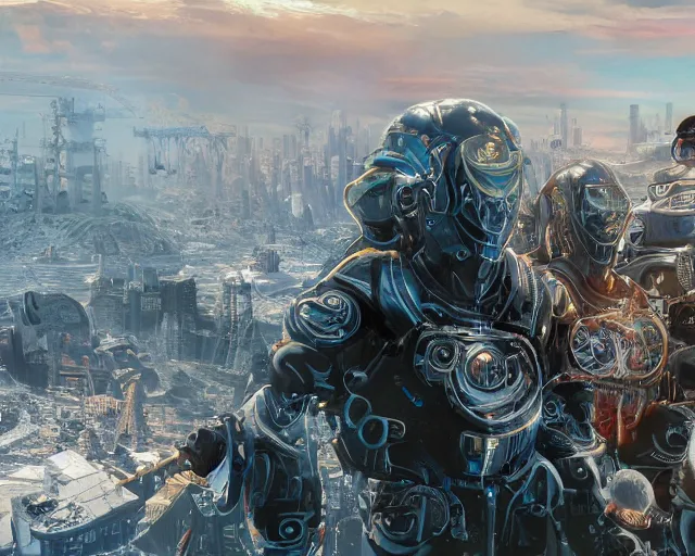 Image similar to love, joy, realistic textured magnetosphere humanoids, complex cybernetic glowing vortexes, large array, ornate, cinematic light shadows, hdr refractions, insanely detailed rendering, cybernetic civilisations, 8 k, *