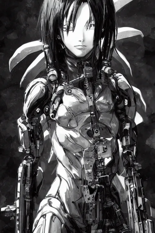 Image similar to Beautiful Gunnm Alita by Tsutomu Nihei, artstation, young, very attractive, pretty face, hyper detailed, rendering by octane, shallow depth of field, uplight