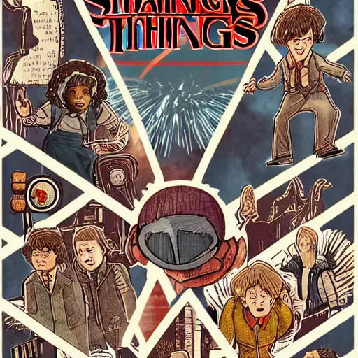 Prompt: stranger things harry potter illustration