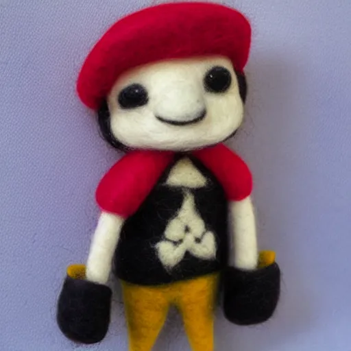 Image similar to a needle felted cartoon ish pirate, needle felting art.