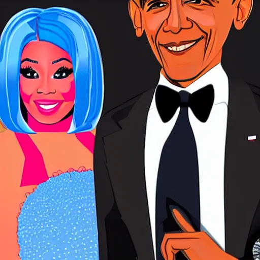 Image similar to nicki minaj marrying barack obama, highly detailed poster illustration