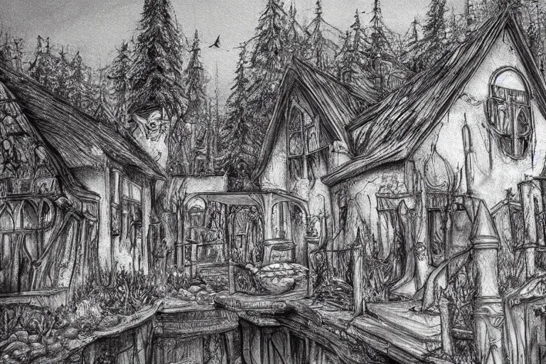 Image similar to the most horrifing and beautiful place on earth, drawn, painting, detailed