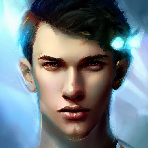 Image similar to A beautiful portrait of young man, digital art by Ross Tran