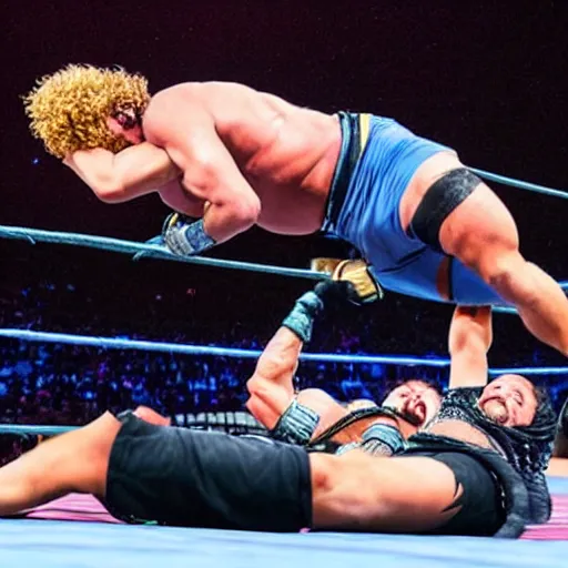 Prompt: Kenny Omega suplexes the moon