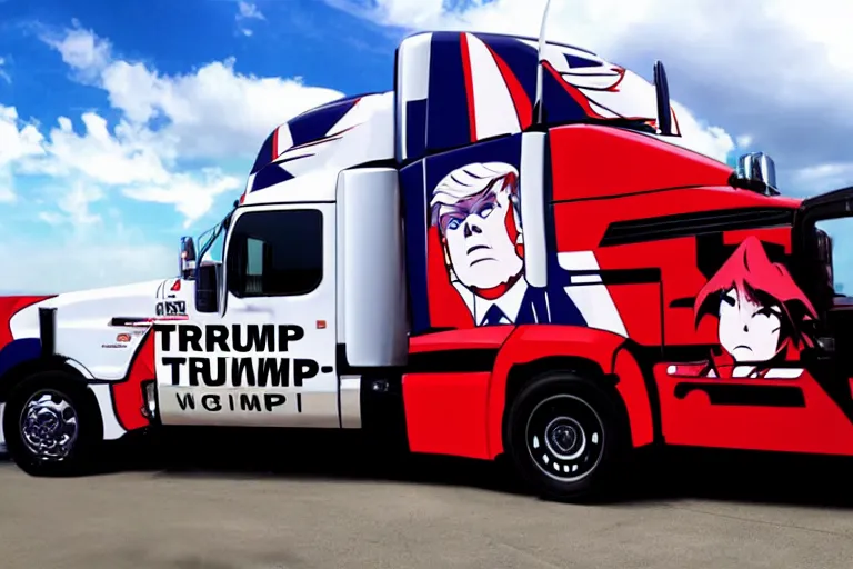 Image similar to trump-truck-wrap-side-shot, anime, anime, anime