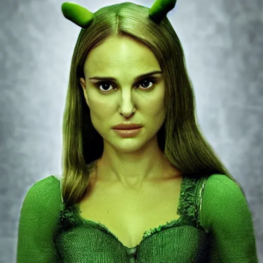 Image similar to natalie portman shrek mashup