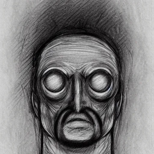 Prompt: facial composite sketch of a wanted monster