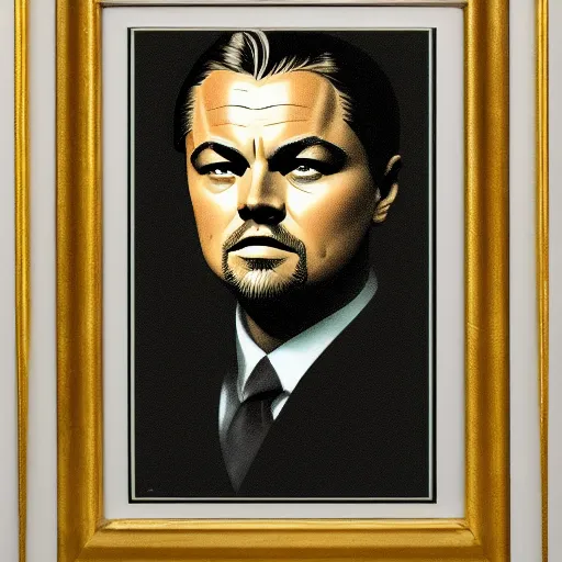 Image similar to representation of a Leonardo DiCaprio in the year 1940 illustrated by Hugh Joseph Ward