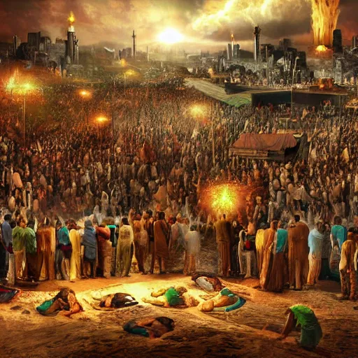 Image similar to muslims on judgment day digital art very detailed 4 k detailed super realistic