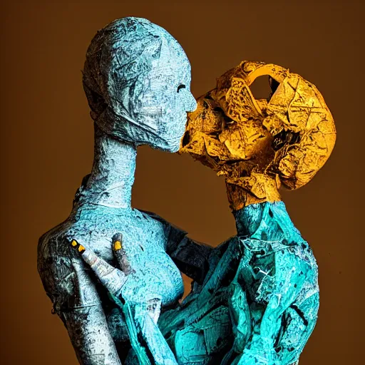 Image similar to love emerging in artificial intelligence. canon 5 d 5 0 mm lens. papier - mache