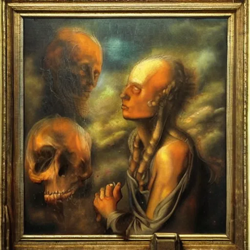 Prompt: allegory of the soul, surrealism, high detail, masterpiece, oil on canvas