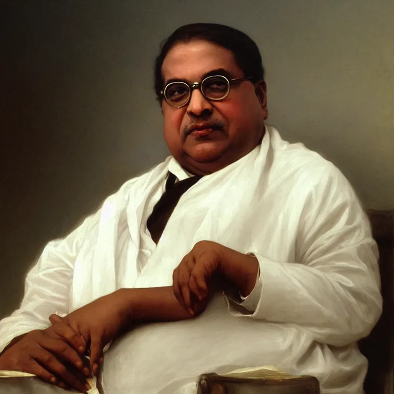 Prompt: Dr BR Ambedkar by William Adolphe Bouguereau