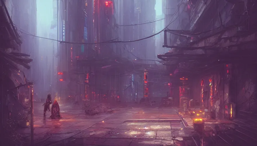 Prompt: cyberpunk urban environment druid meditating - conjuction, by renato muccillo and andreas rocha and eddie mendoza, trending on artstation hq, deviantart, unreal engine 5, 4 k uhd image