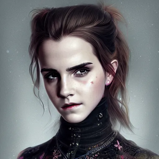 Image similar to Highly detailed portrait of Emma Watson as Blackpink. Medium shot, trend on artstation, WLOP, 4k, James Jean, Rossdraws, Yoshitaka Amano, digital art