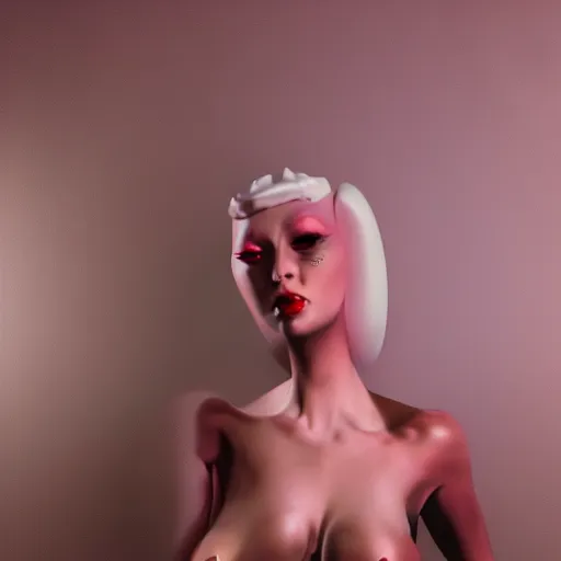 Image similar to shapeshifting space alien horror as a pin up model, 8 k fashion photography, soft lighting