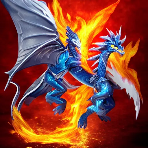 Prompt: ice Phoenix fighting against fire dragon, realistic