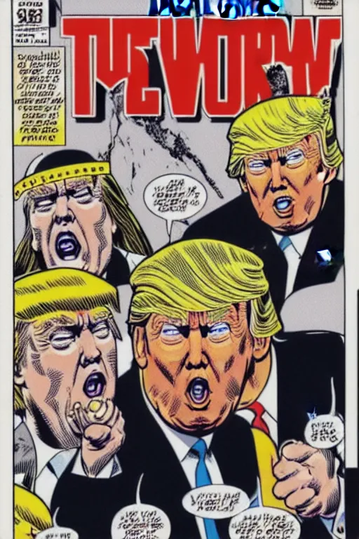 Prompt: Donald Trump in Heavy Metal comic book future world, intricate details, eerie, highly detailed