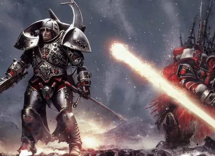 Prompt: john paul ii in warhammer 4 0, 0 0 0, cinematic scene