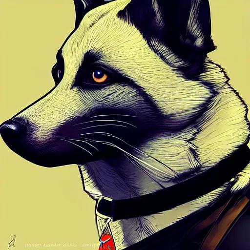 Image similar to shibu dog, apex legends artstyle, digital art, character design, masterpiece