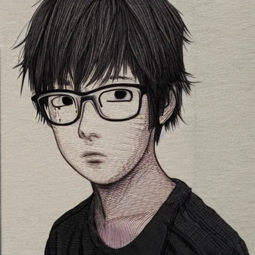 Image similar to a portait of a boy from inio asano, detailed