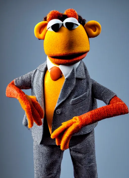 Image similar to studio portrait still of muppet!!!!! gordon freeman!!!!!! as a muppet muppet as a muppet, 8 k, studio lighting, key light,