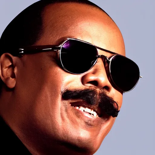 Image similar to profile picture of stevie wonder with a magnificent moustache