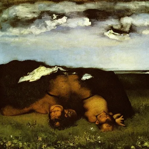 Prompt: the last life in earth art by gustave courbet