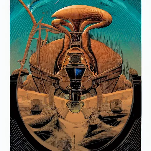 Image similar to dune llustrated by laurie greasley, dan mumford, peter mohrbacher, hyper detailed, trending on cg society, crisp