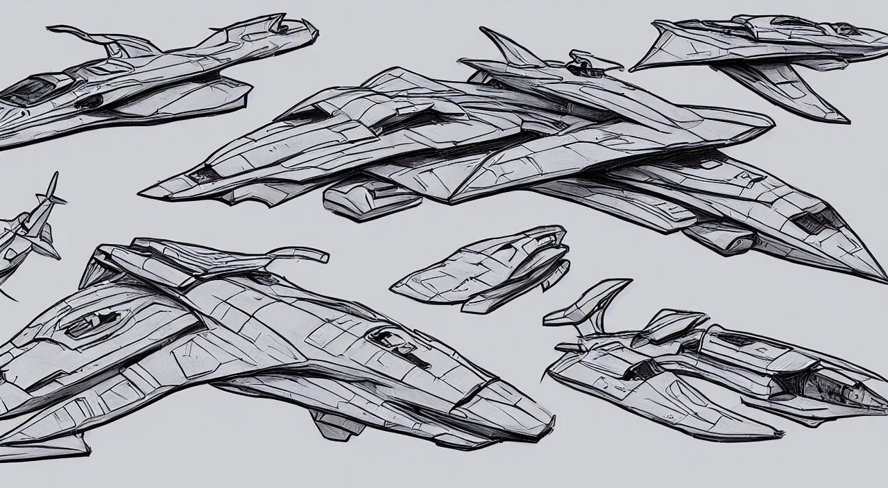 Image similar to sharp spaceship sketches