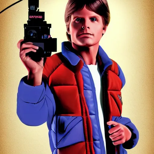 Image similar to jesus christ as marty mcfly in the 1 9 8 5 film back to the future, trending on artstation