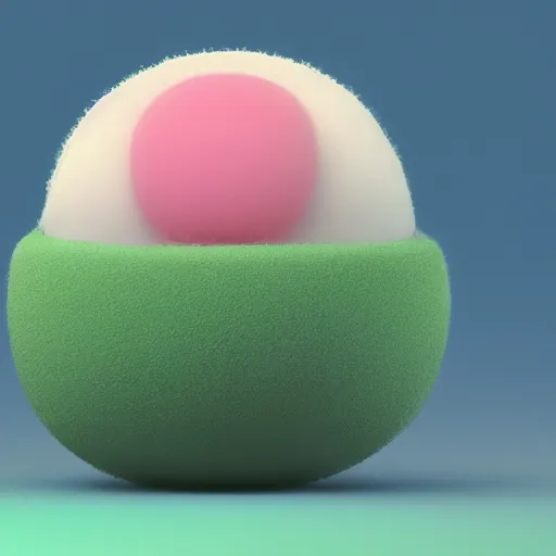 Image similar to portrait of a flavoured cute mochi snowball character with cannabis on the inside. octane 8 k render by eyvind earle