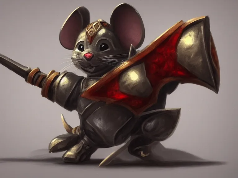 Prompt: warrior mouse with armor and floating crystal of power, trending on Artstation, Pose Study, ultra detailed, award winning