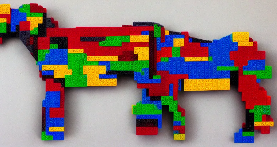 Prompt: horse made out of legos