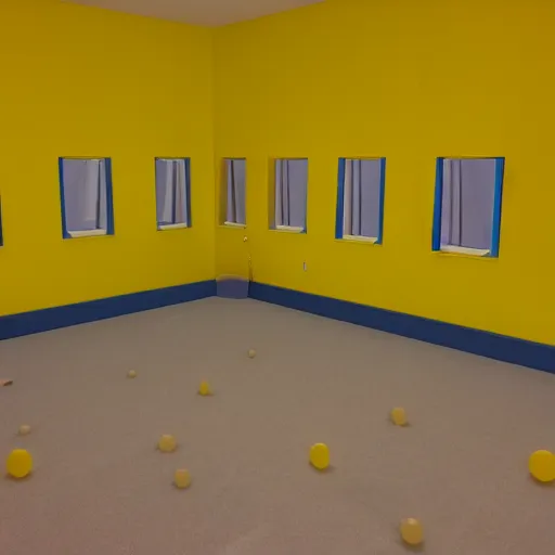 Image similar to empty 9 0 s birthday party room with no windows and yellow walls