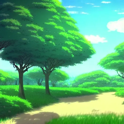 Image similar to anime style trees, environmental art animation background, studio ghibli, makoto shinkai