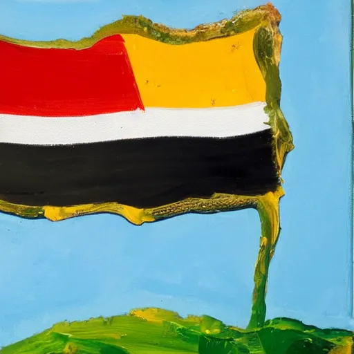 Image similar to an impasto oil painting of the german national flag